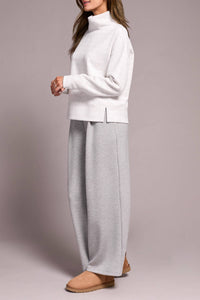 Tribal - Puckered Knit Drop Shoulder Funnel Neck Top