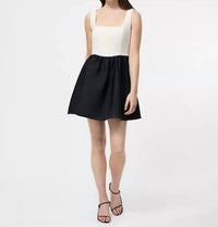FRENCH CONNECTION Square Neck Sleeveless Mini Dress in porc crm blk - women's dress
