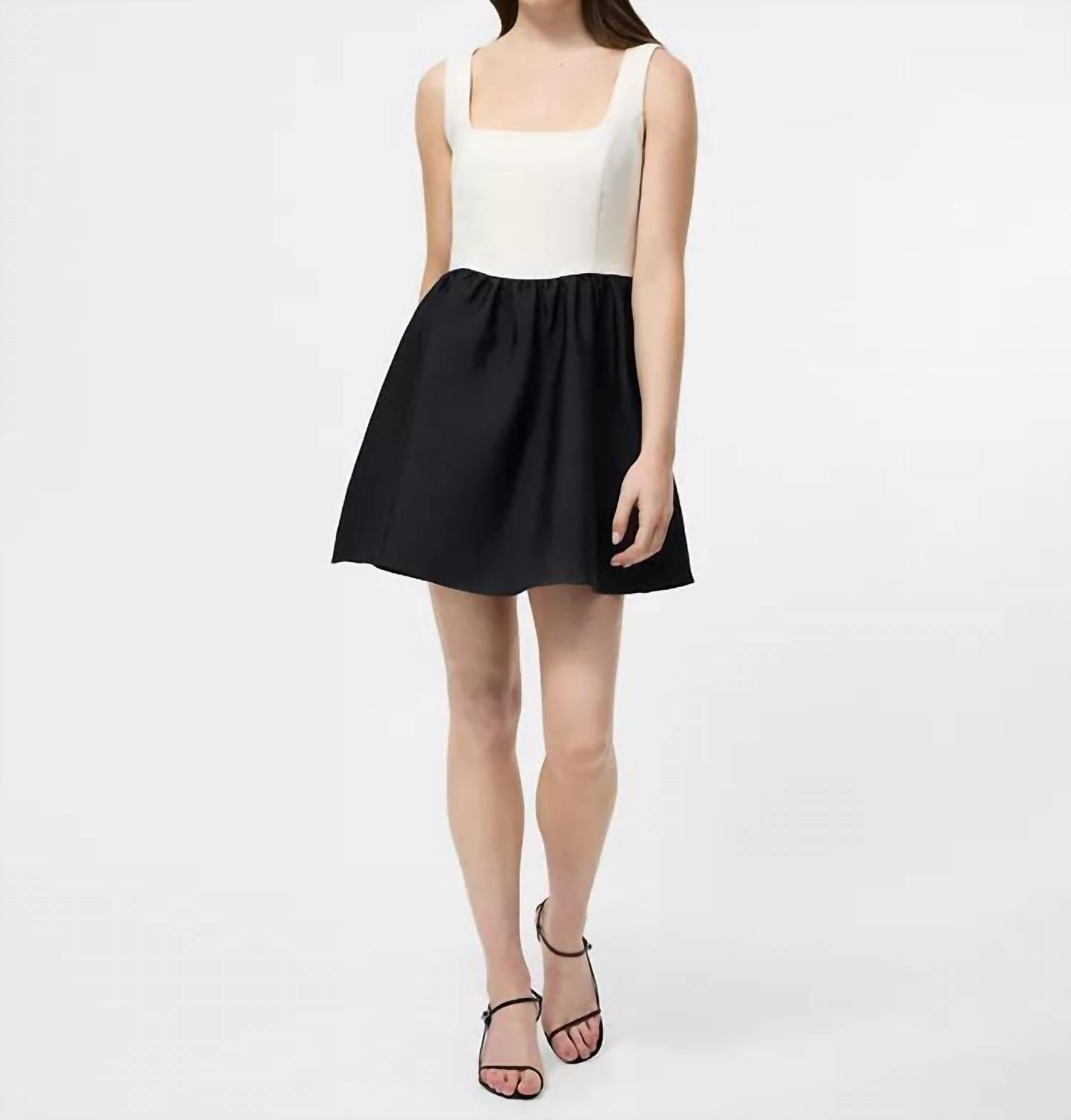 FRENCH CONNECTION Square Neck Sleeveless Mini Dress in porc crm blk - women's dress