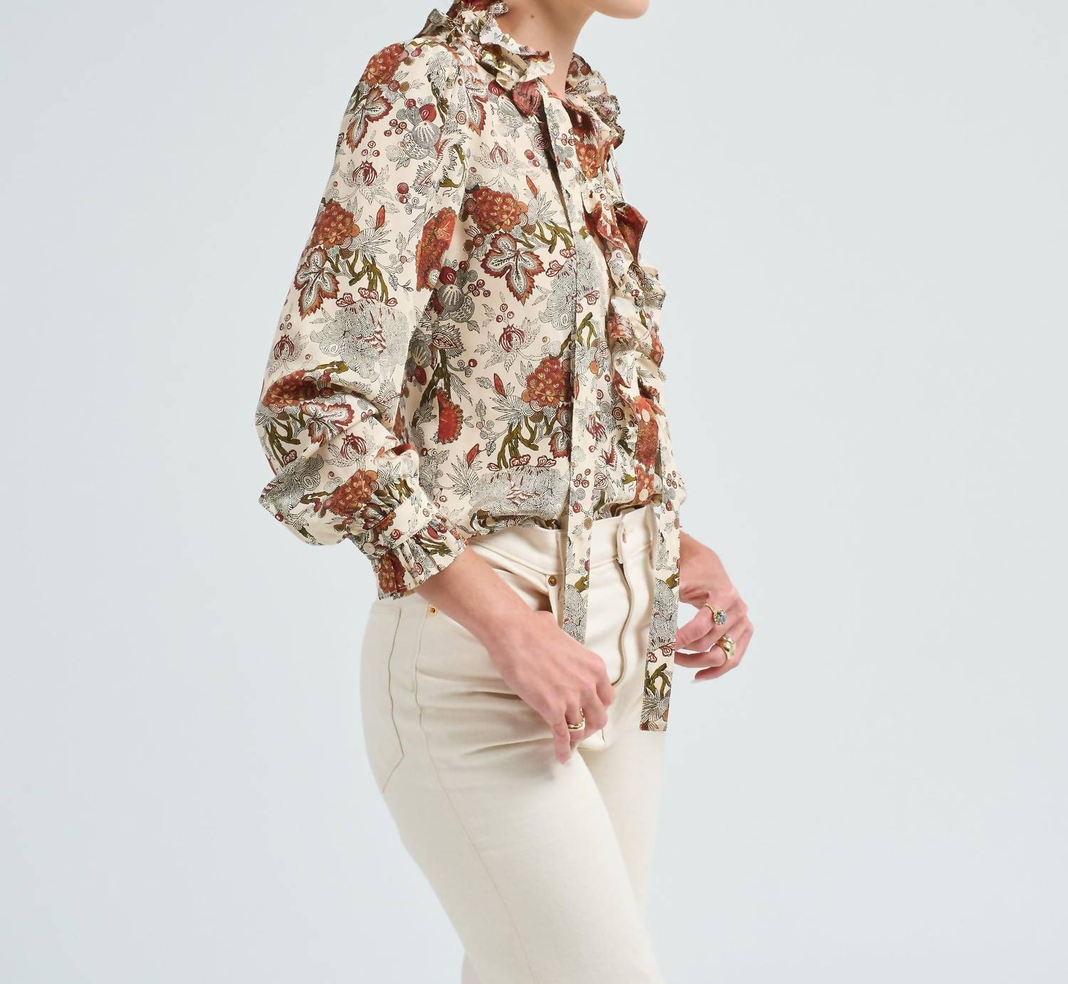 Ulla Johnson - Catroux Silk Long Sleeve Button Front Blouse