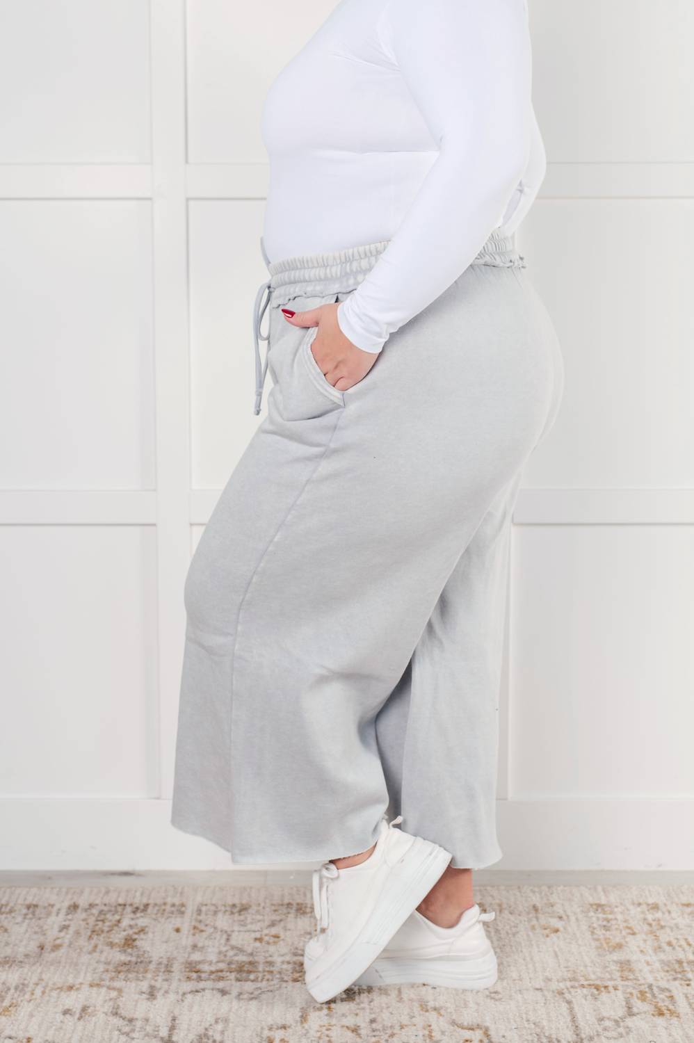 Zenana - Wide Leg Mineral Wash Cropped Pants