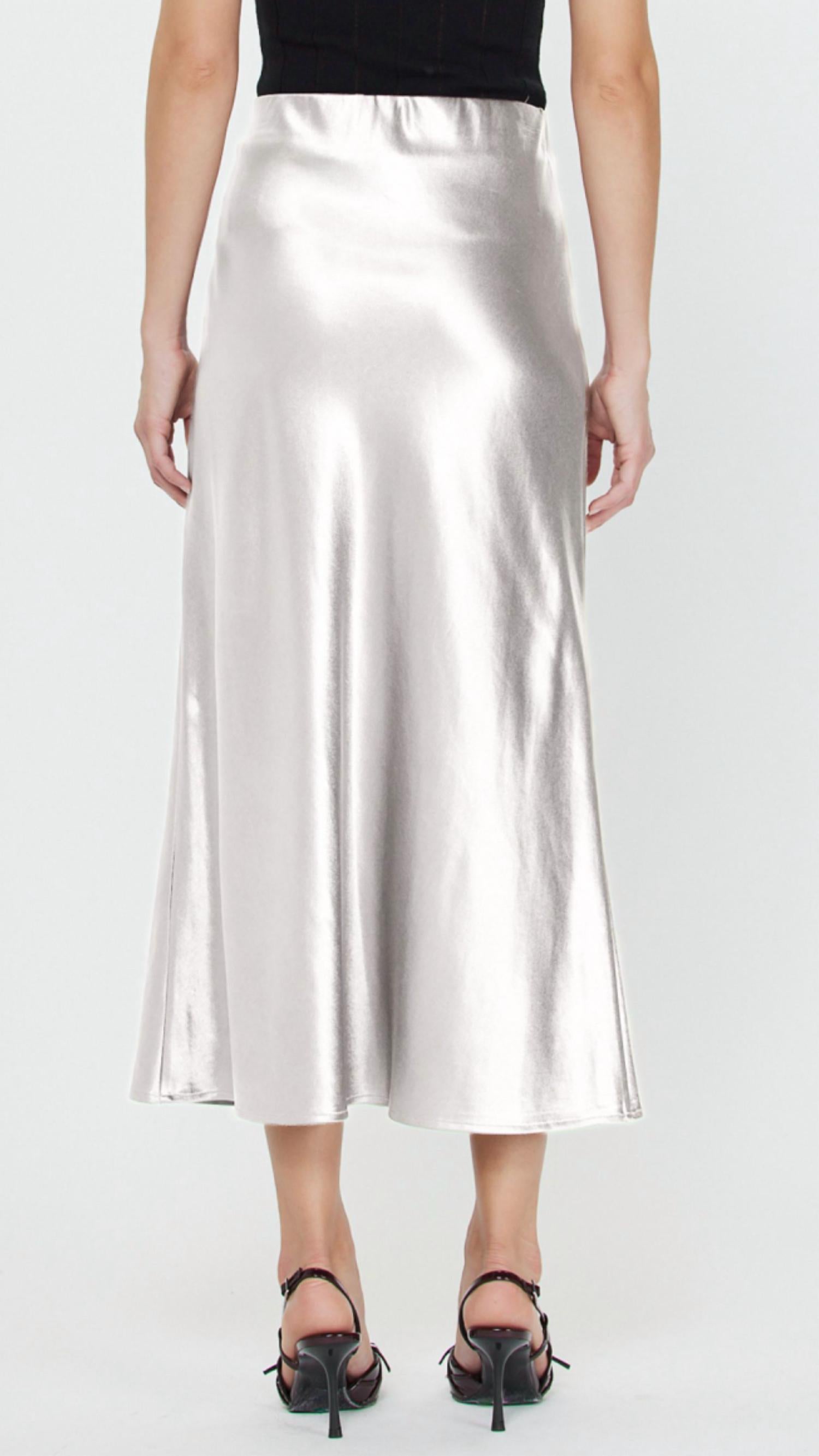 Current Air - Metallic Silk Midi Skirt