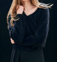 Jumper1234 - Cashmere Brushed Boxy V Neck Sweater