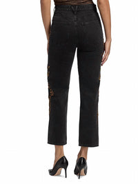 Veronica Beard Daniela Embellished High Rise Straight Leg Jeans in washed onyx - women's jeans - alternate view