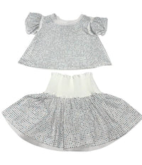 Lola + The Boys Rainbow Crystal Ruffle Short Set in white multi - item - view 4