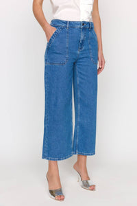CHRISTY LYNN Dorian Cropped Denim Pant in lapis - women's pants - alternate view