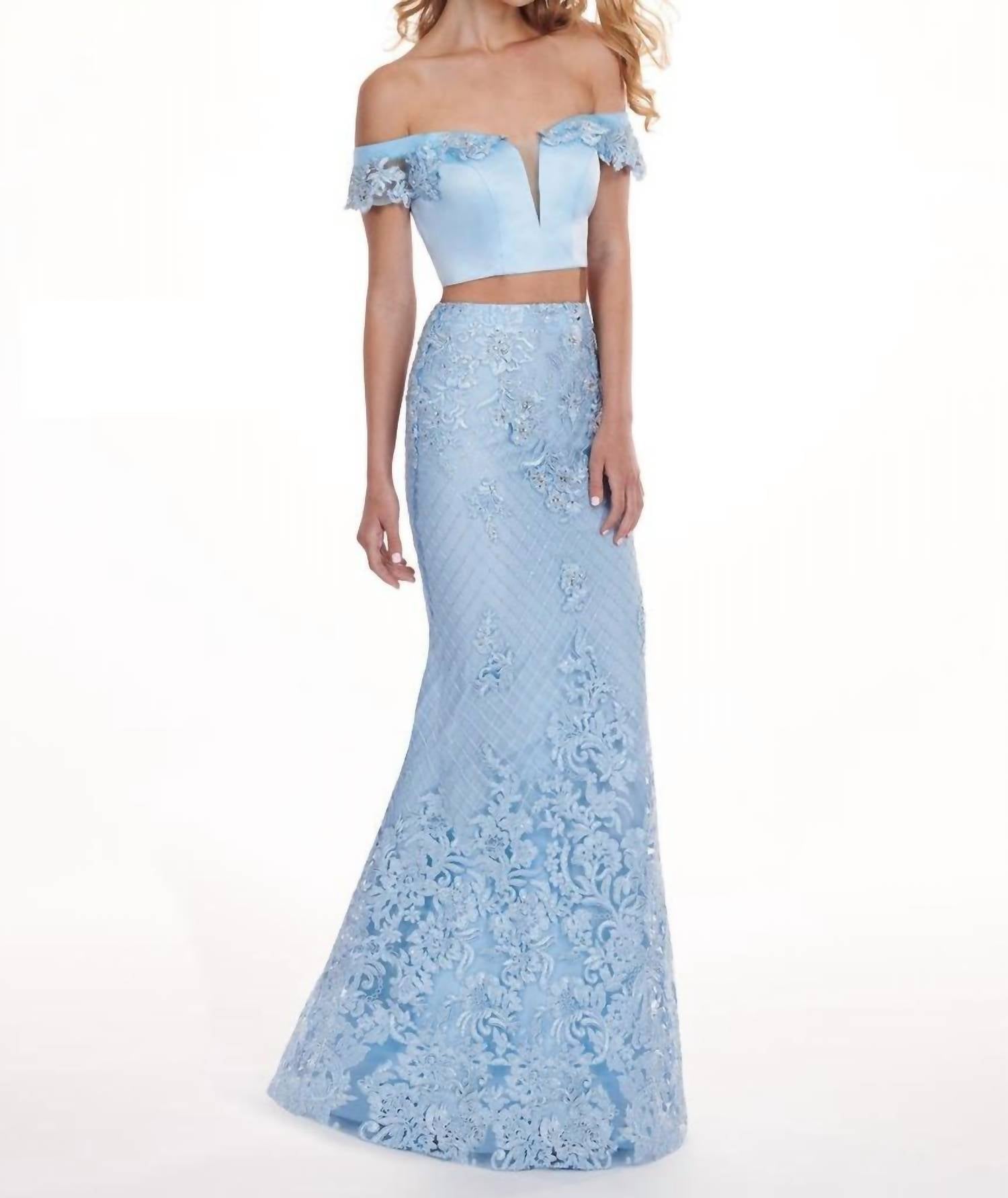 Rachel Allan - Embroidered Floral Two-piece Gown