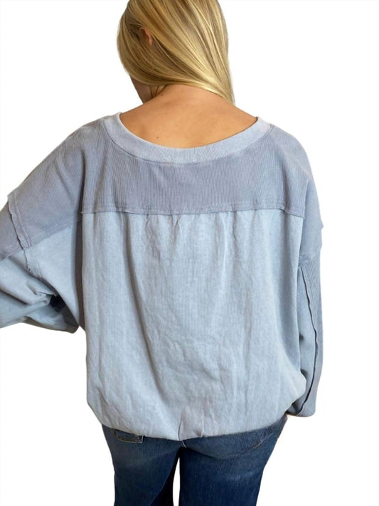 Eesome - Oversized Off Shoulder V-Neck Long Sleeve Top