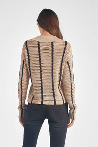 ELAN V-neck Button Down Sweater in tan - women's sweater - alternate view