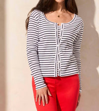Tribal - Baby Rib Stripe Wear-Two-Ways Button-Down Cardigan 0 out of 5 star rating
