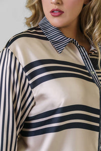 Never Fully Dressed - Mono Stripe Roz Shirt - Plus