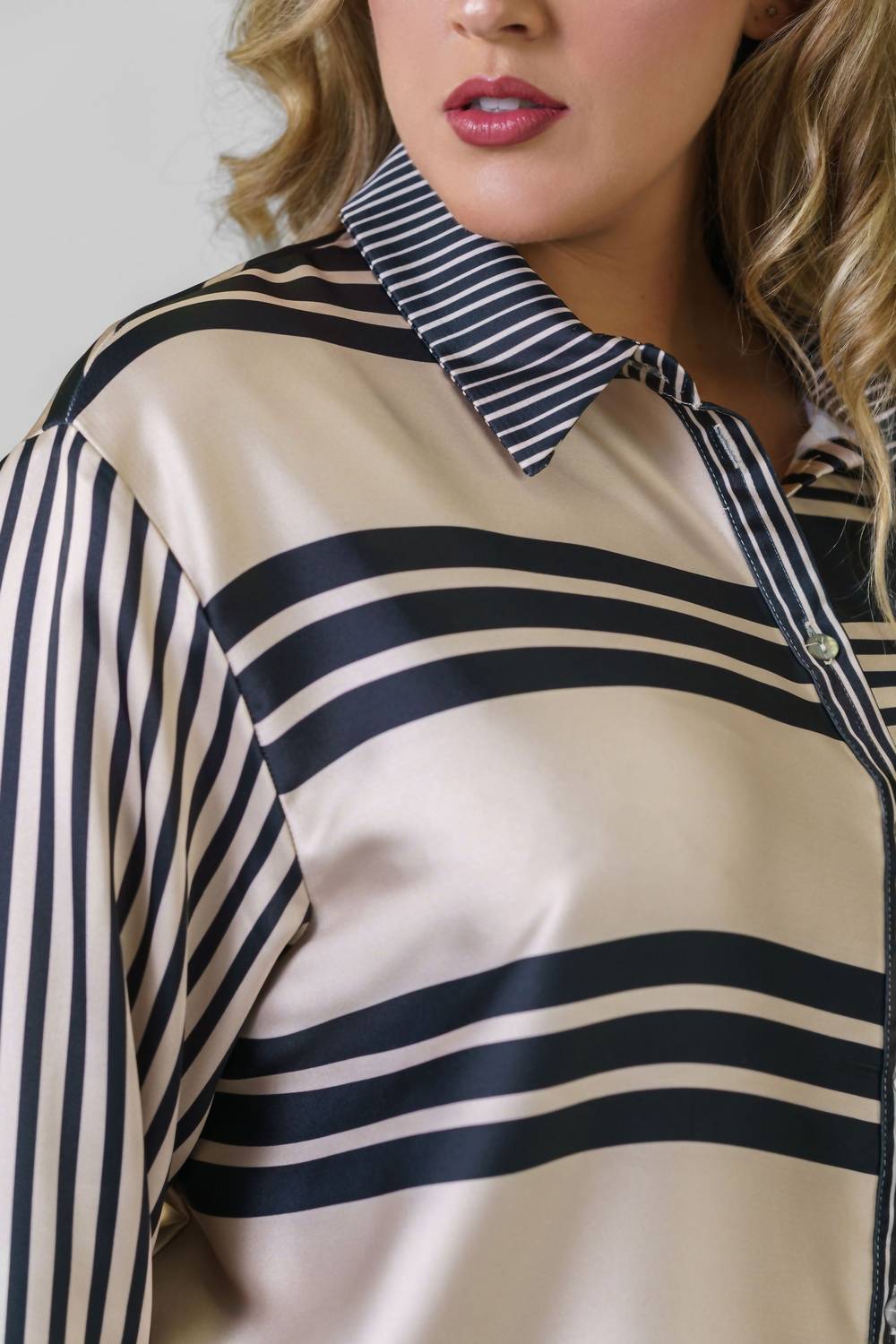 Never Fully Dressed - Mono Stripe Roz Shirt - Plus