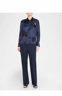 Ramy Brook SARA BUTTON DOWN SHIRT in navy - women's shirt