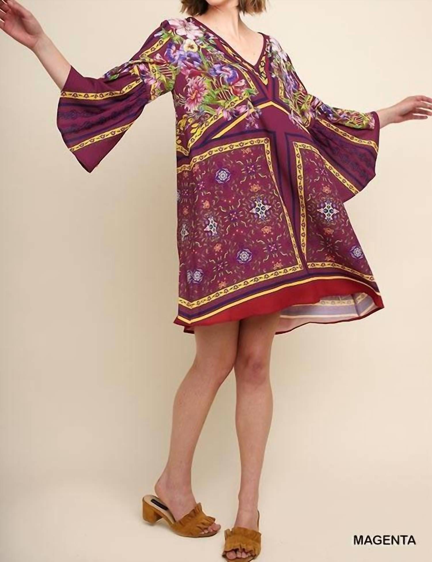 Umgee - Floral Ruffle Sleeve Dress