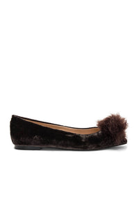Sam Edelman Women's Raddie Velvet Flat With Pom in dark grey - women's flats - detail view