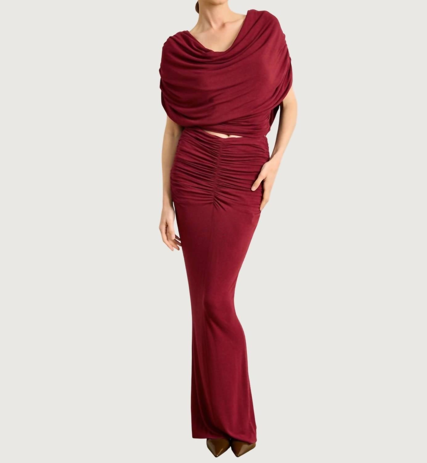 line and dot Mazzy Knit Skirt in burgundy - women's skirt