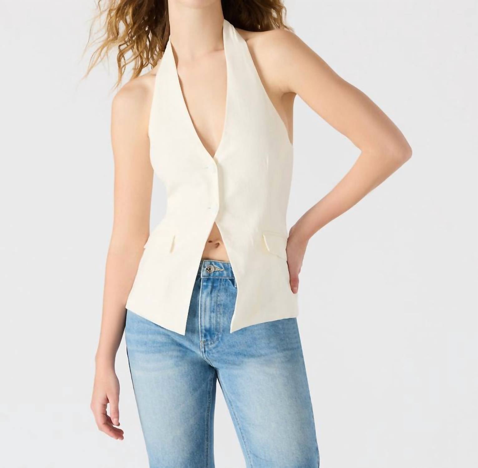 STEVE MADDEN Brielle Vest in ivory - women's jacket - alternate view