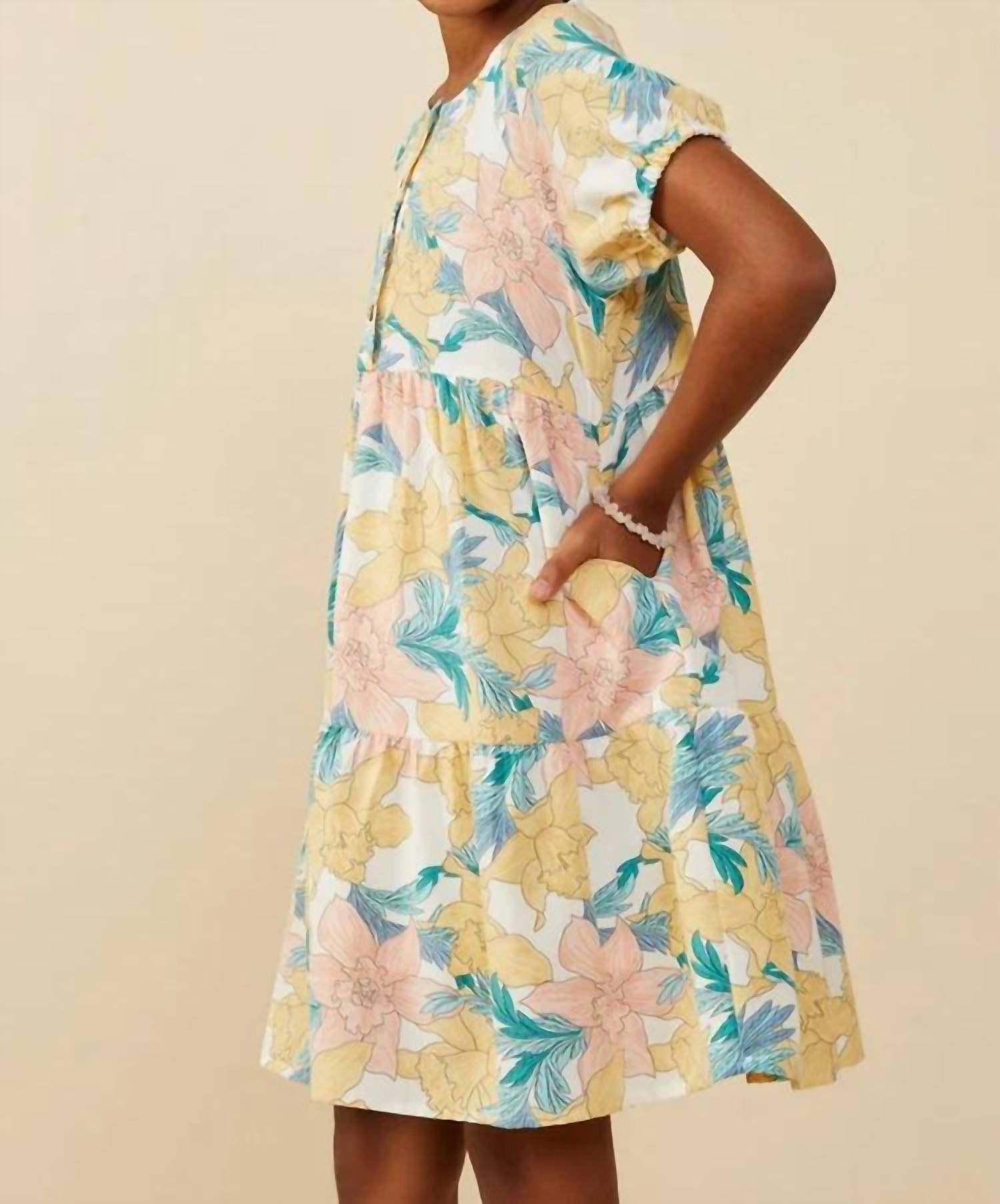 Hayden La - Girls Pastel Button Detail Dress