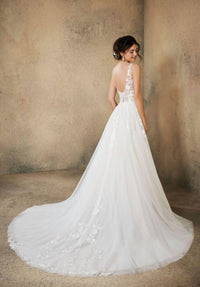 MORILEE Rosa Plunging V-neck Wedding Dress in ivory champagne - women's dress - alternate view