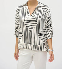 Joseph Ribkoff - Satin Geometric Print Boxy Top