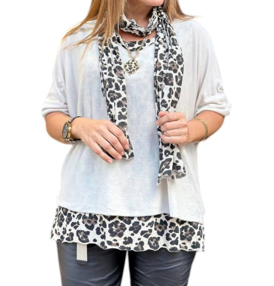 Venti6 - Leopard Layered Crochet Top