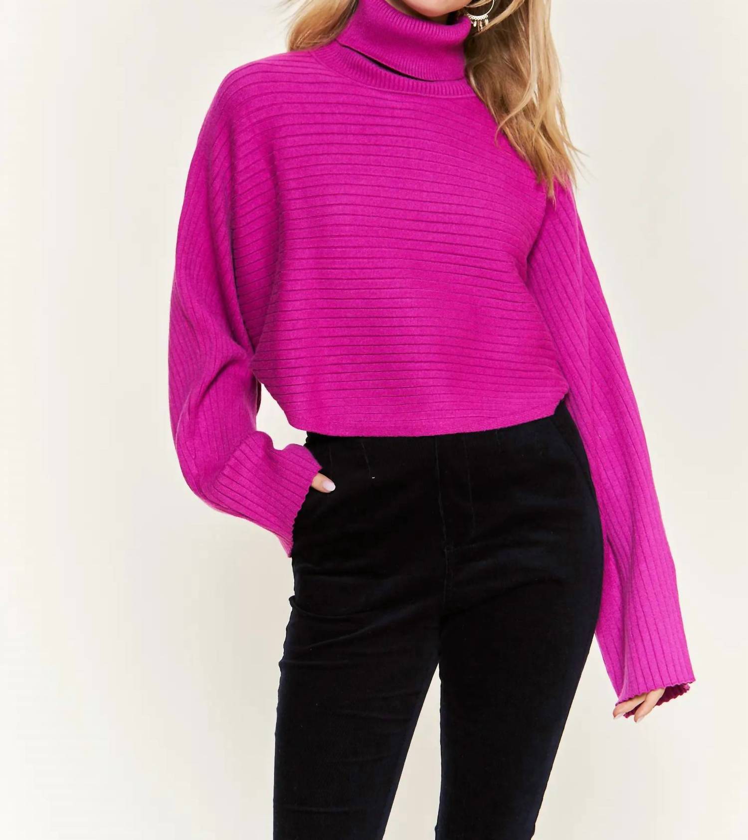Jade By Jane - Mock Neck Wide Sleeve Top
