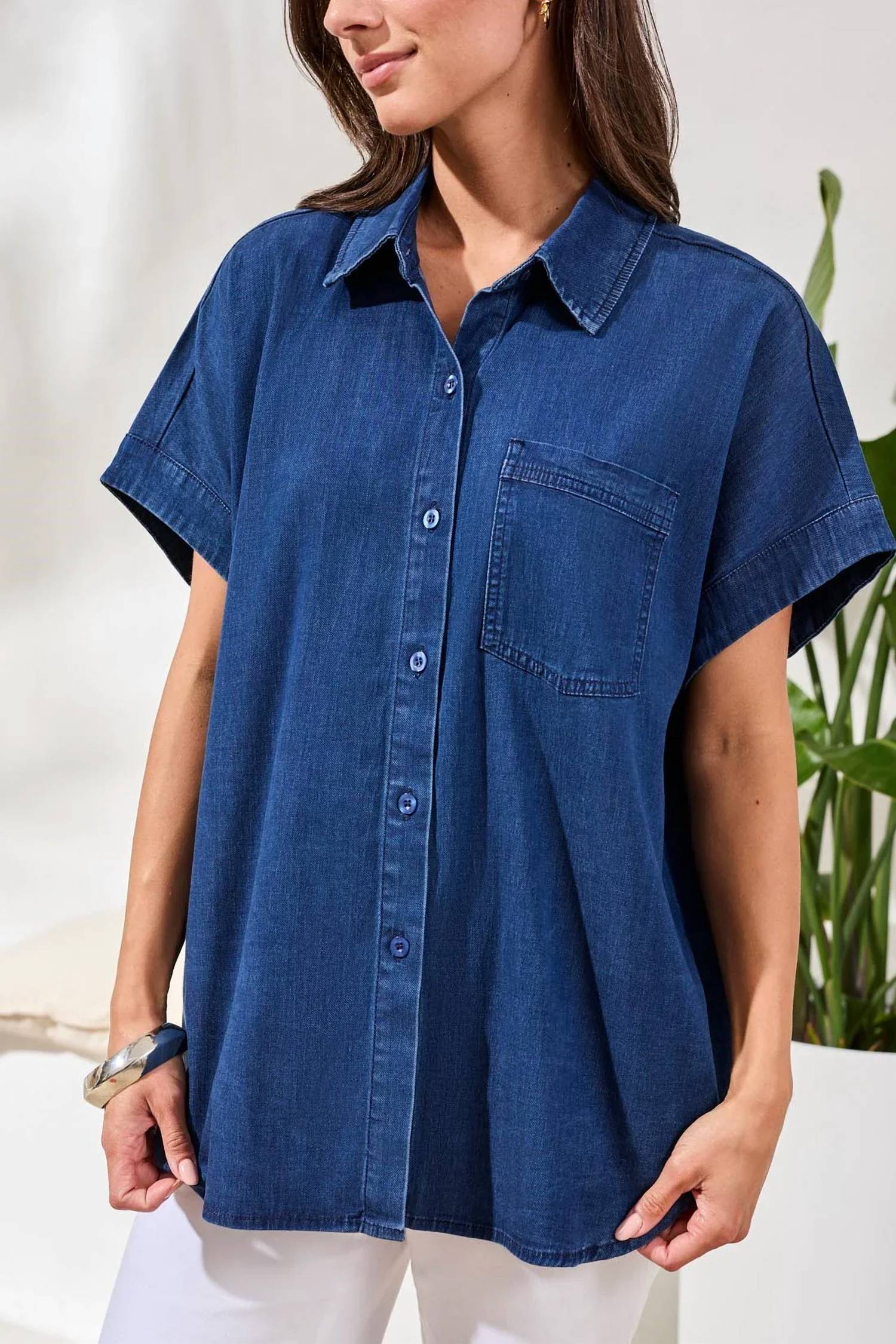 Tribal - Denim Short Sleeve Shirt