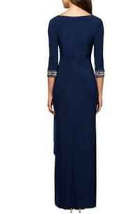 Alex Evenings - Side Ruched Cascade Skirt-petite Dress