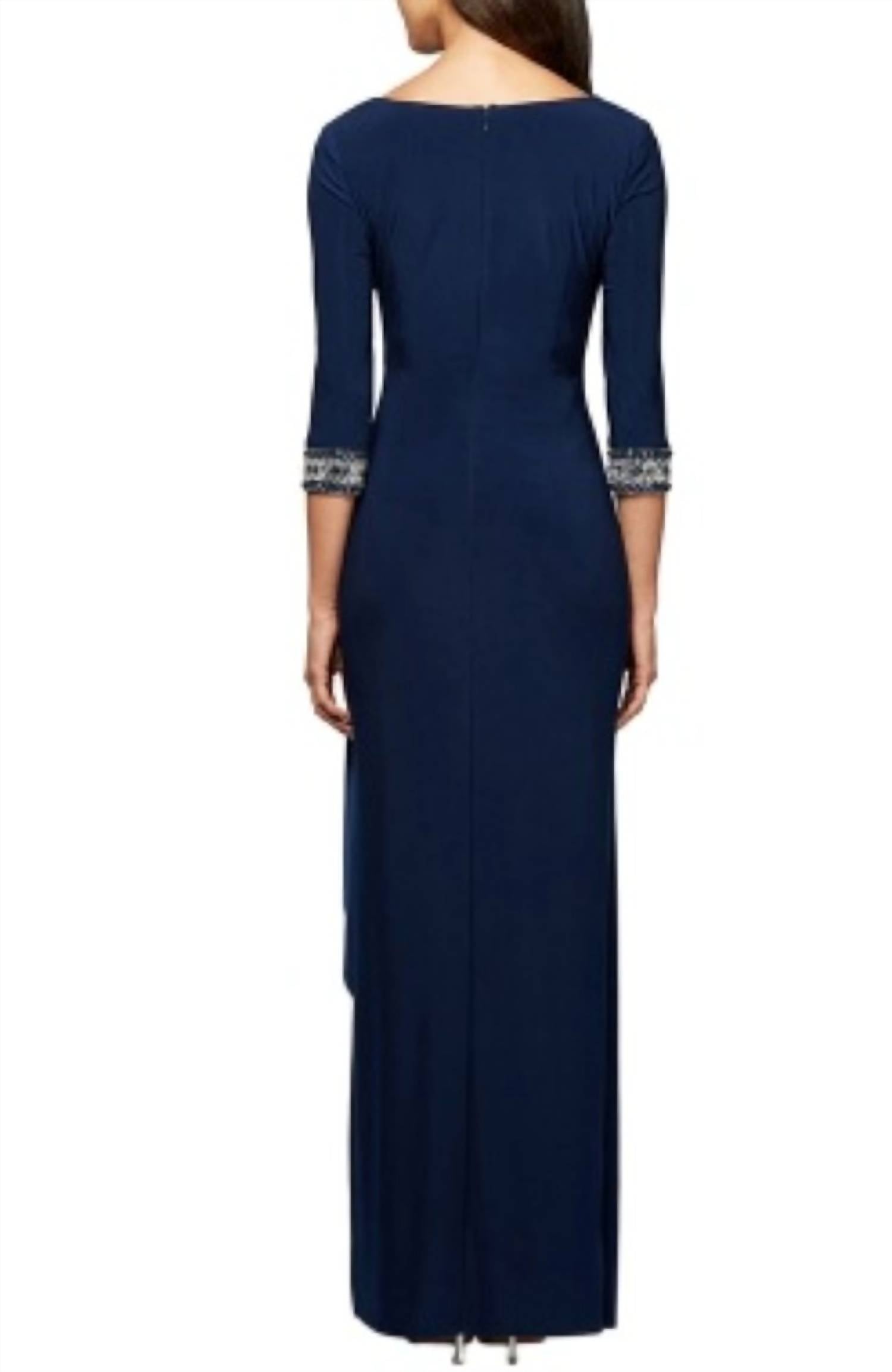 Alex Evenings - Side Ruched Cascade Skirt-petite Dress