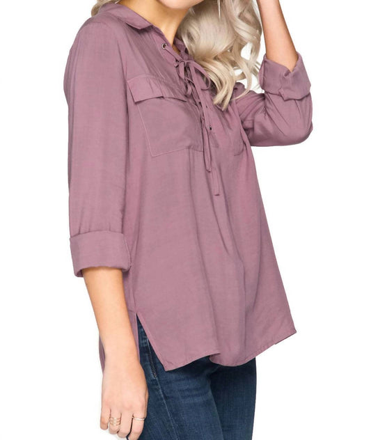 She + Sky - Lace Up Shirt