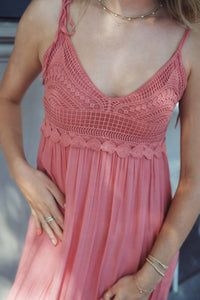 Scandal Italy Alisha Crochet Midi Dress in coral - women's dress - alternate view
