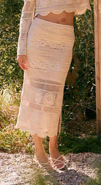 Idem Ditto Ibiza Baby Midi Skirt in beige - women's skirt - detail view