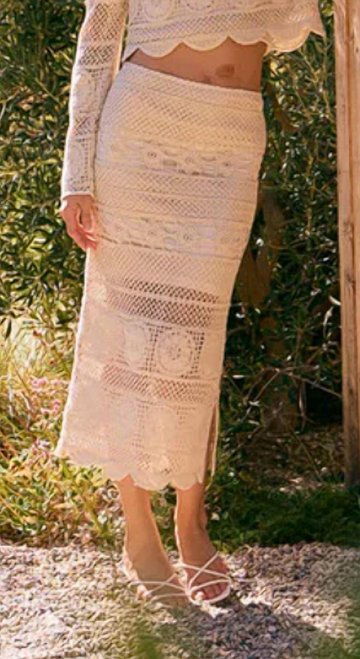 Idem Ditto Ibiza Baby Midi Skirt in beige - women's skirt - detail view
