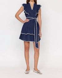CHRISTY LYNN Uma Ruffled Mini Dress in navy - women's dress