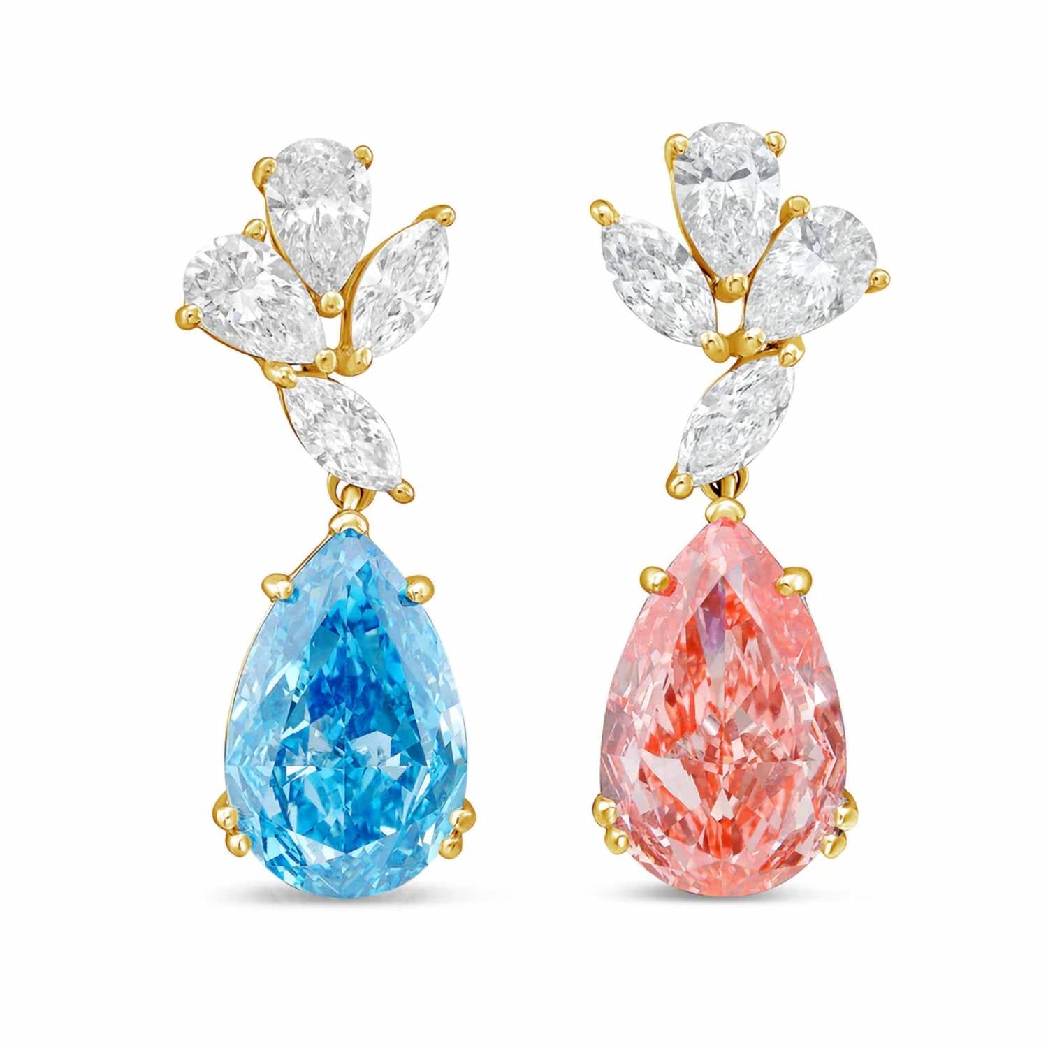 Diana M Jewels - Women's Pear Lab-Grown Diamond Stud Earrings (7.00 Ct TCW) - Elegant