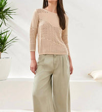 Tribal - Crochet Knit Three Quarter Sleeve Sweater