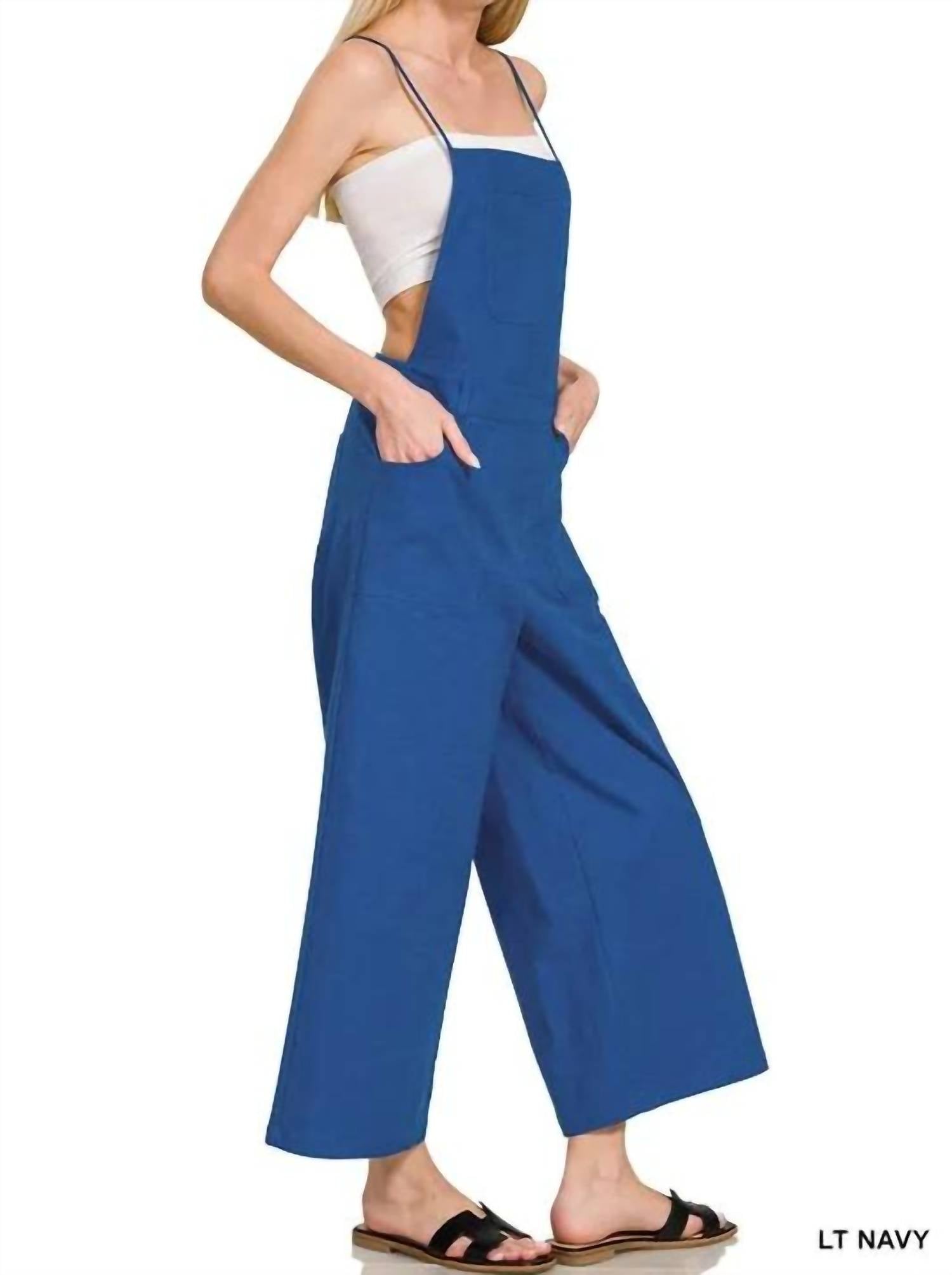 Zenana - Woven Spaghetti Strap Overalls