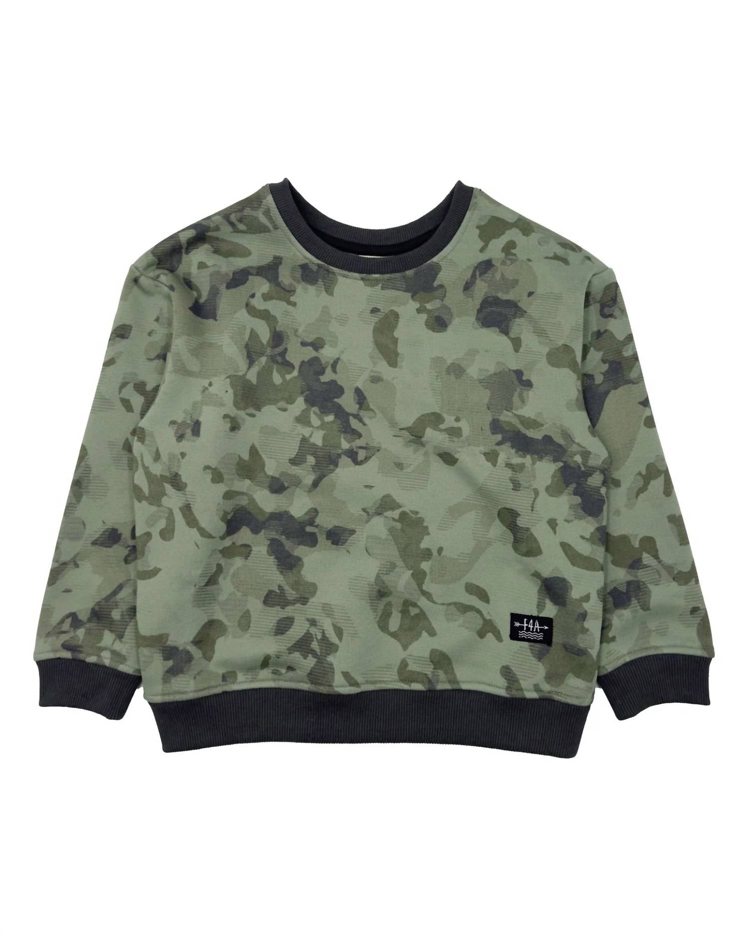 feather 4 arrow Ryder Camo Sweatshirt in oil green - kids' shirt - alternate view