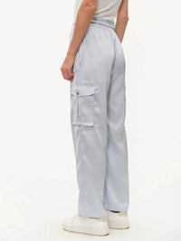 SIX/FIFTY Elsa Satin Cargo Pants in frosted blue - women's pants - alternate view