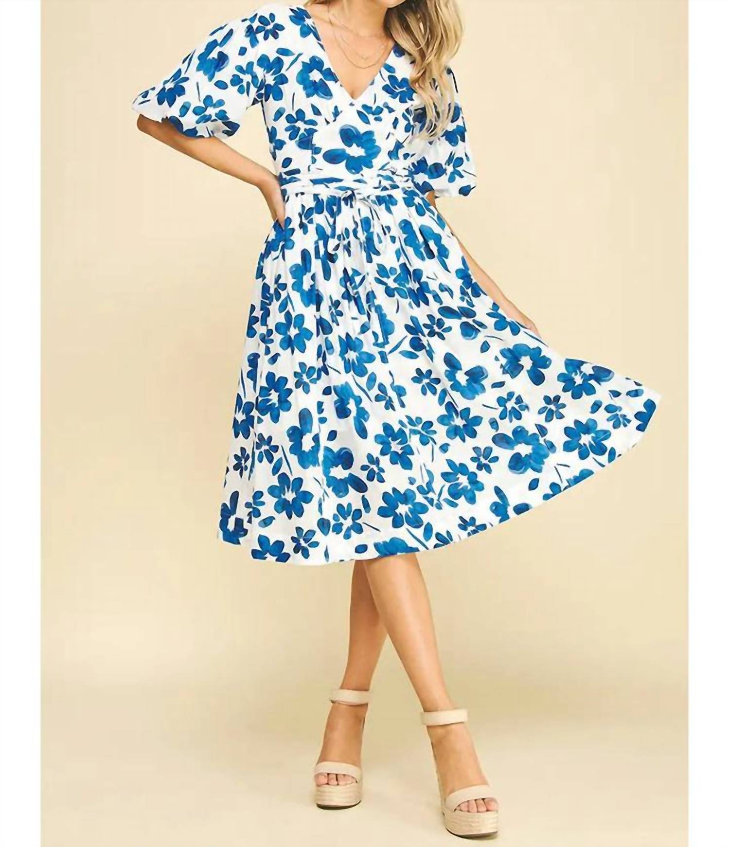 Pinch - Floral Balloon Sleeve Midi Dress