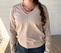 Blu Pepper - Monique V-neck Front Seam Sweater