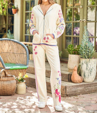 Paparazzi - Embroidered French Terry Zip Front Hoodie