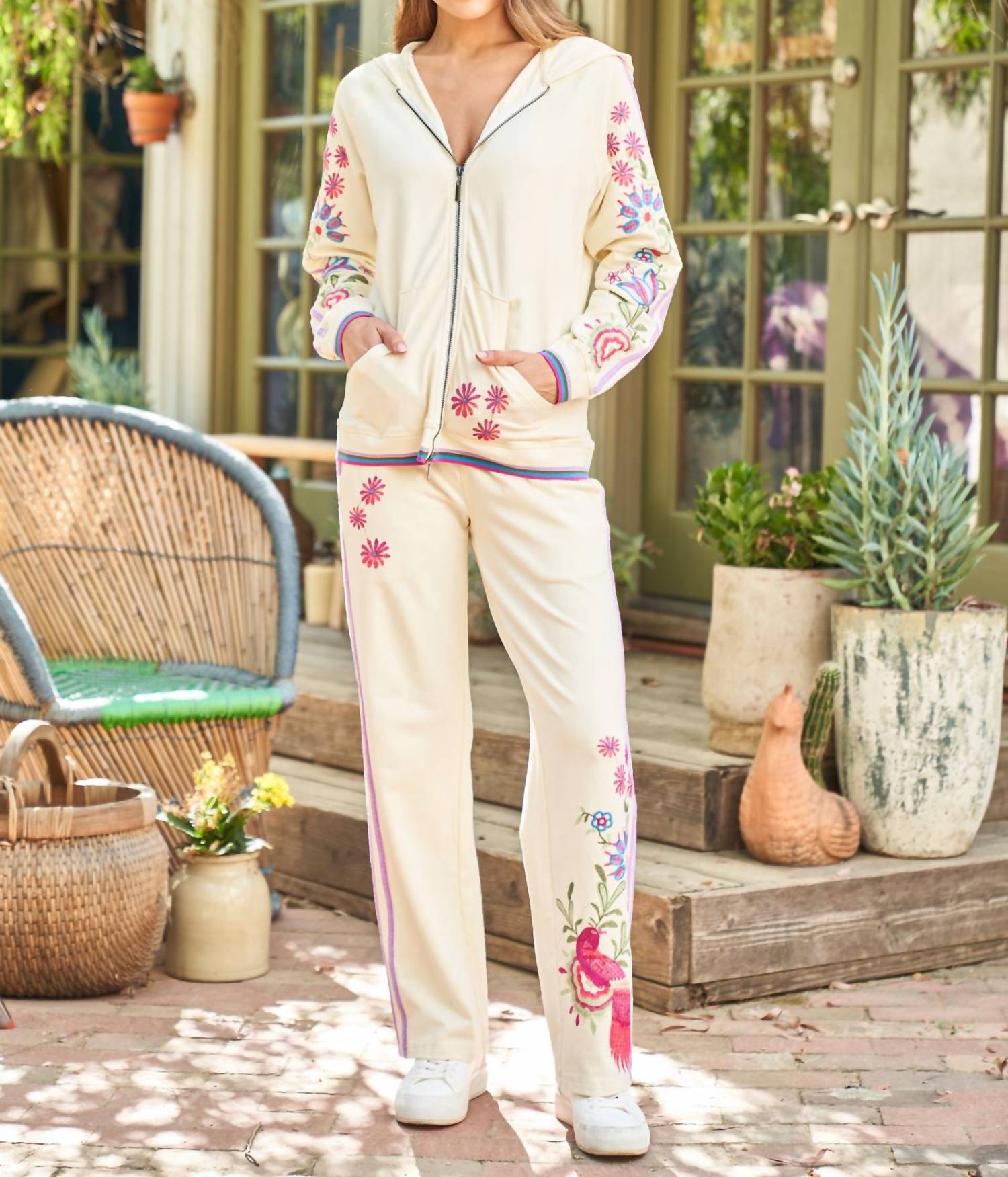 Paparazzi - Embroidered French Terry Zip Front Hoodie