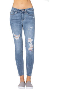 Judy Blue - Destroyed Raw Hem Skinny Jeans