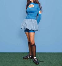 Kkco - Bubble Stretch Ruched Waistband Skort