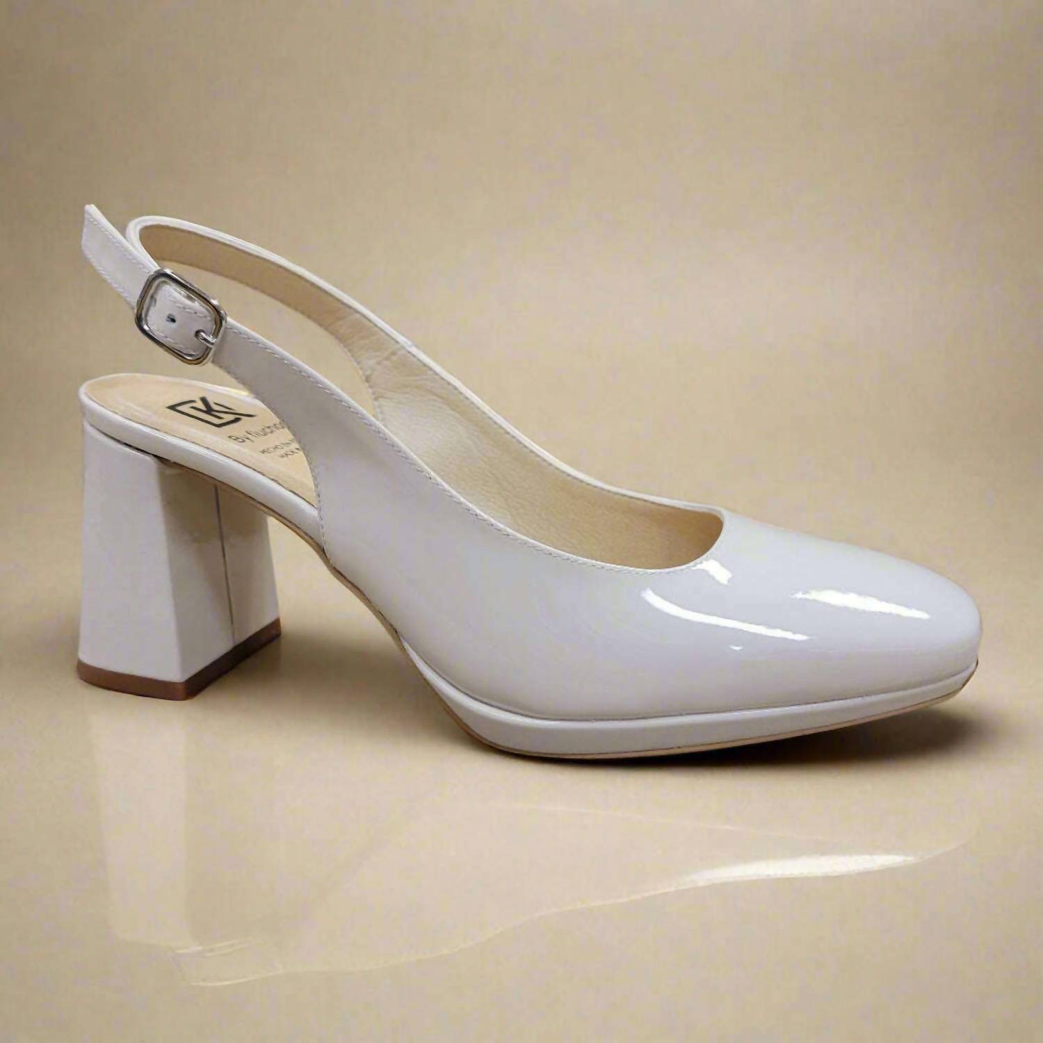 Fluchos Women's Karla Sling Back Pump in nude patent - women's heels