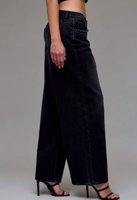 Hidden - Women's Oversized Low Slung Studded Baggy Jean