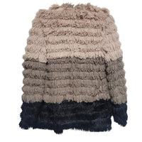Sage The Label - Colorblocked Fringe Faux-fur Coat