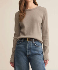 Z Supply Arlet Mini Thermal Top in smoked heather 1 - women's long sleeve top
