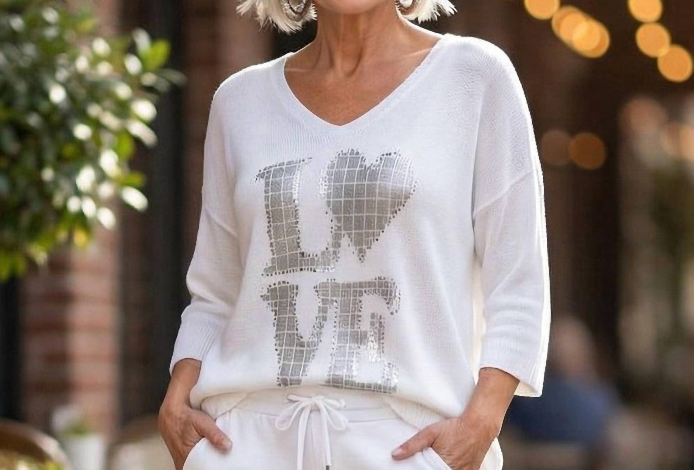 Made In Italy - Love Takes Center Stage V-Neck Top